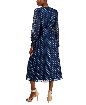 Anne Klein Women's Printed Tie-Waist Midi Dress - Macy's