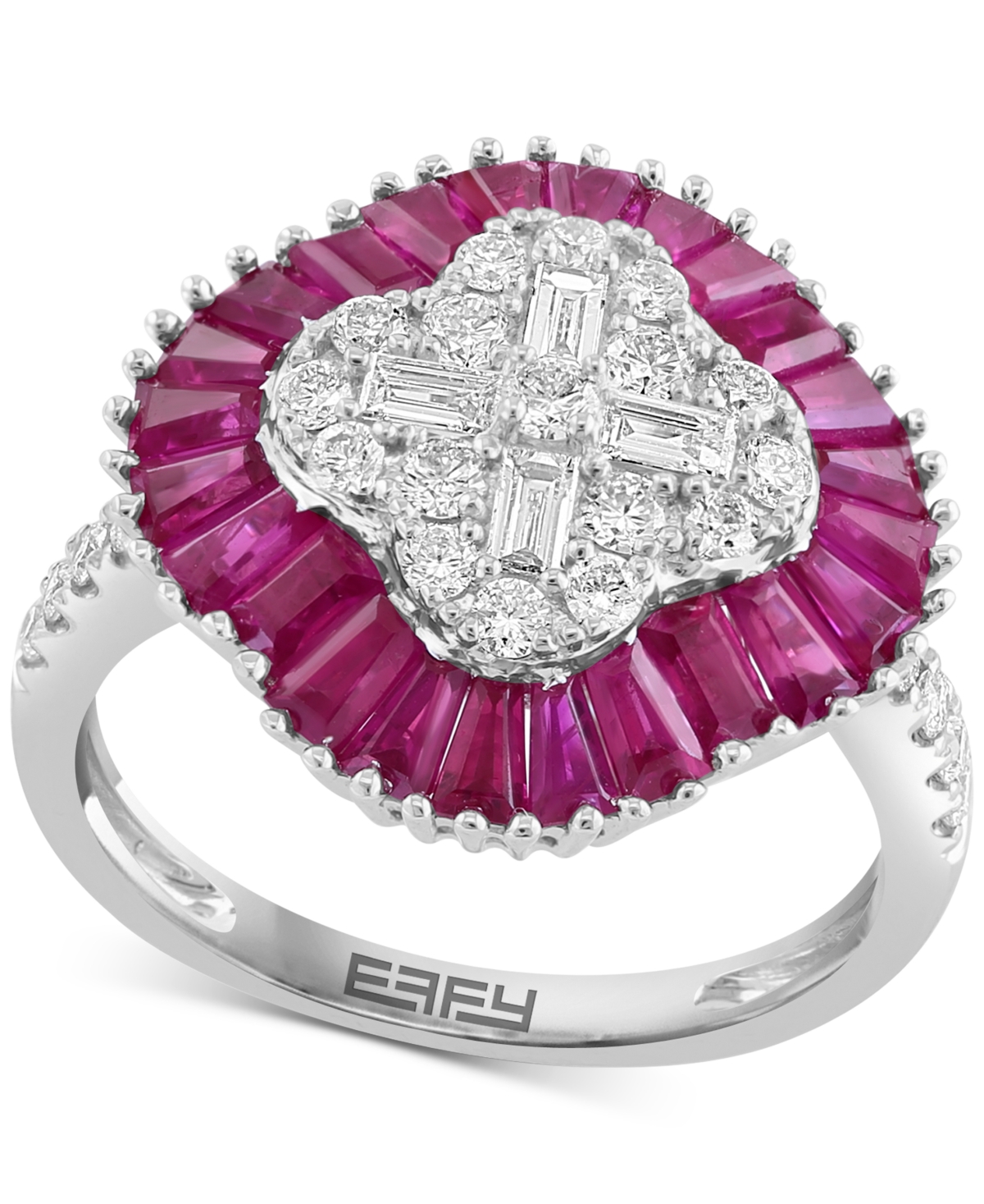 Effy Collection Effy Ruby (2-3/8 Ct. T.w.) & Diamond (5/8 Ct. T.w.) Ring In 14k White Gold