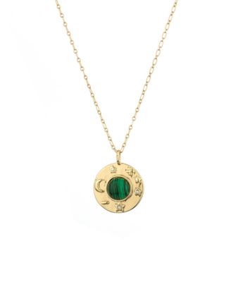 Charged Disc Pendant Necklace - Malachite 38$