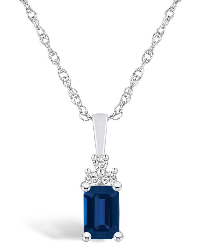 Macy's Sapphire (3/4 Ct. t.w.) and Diamond Accent Pendant Necklace Macy's