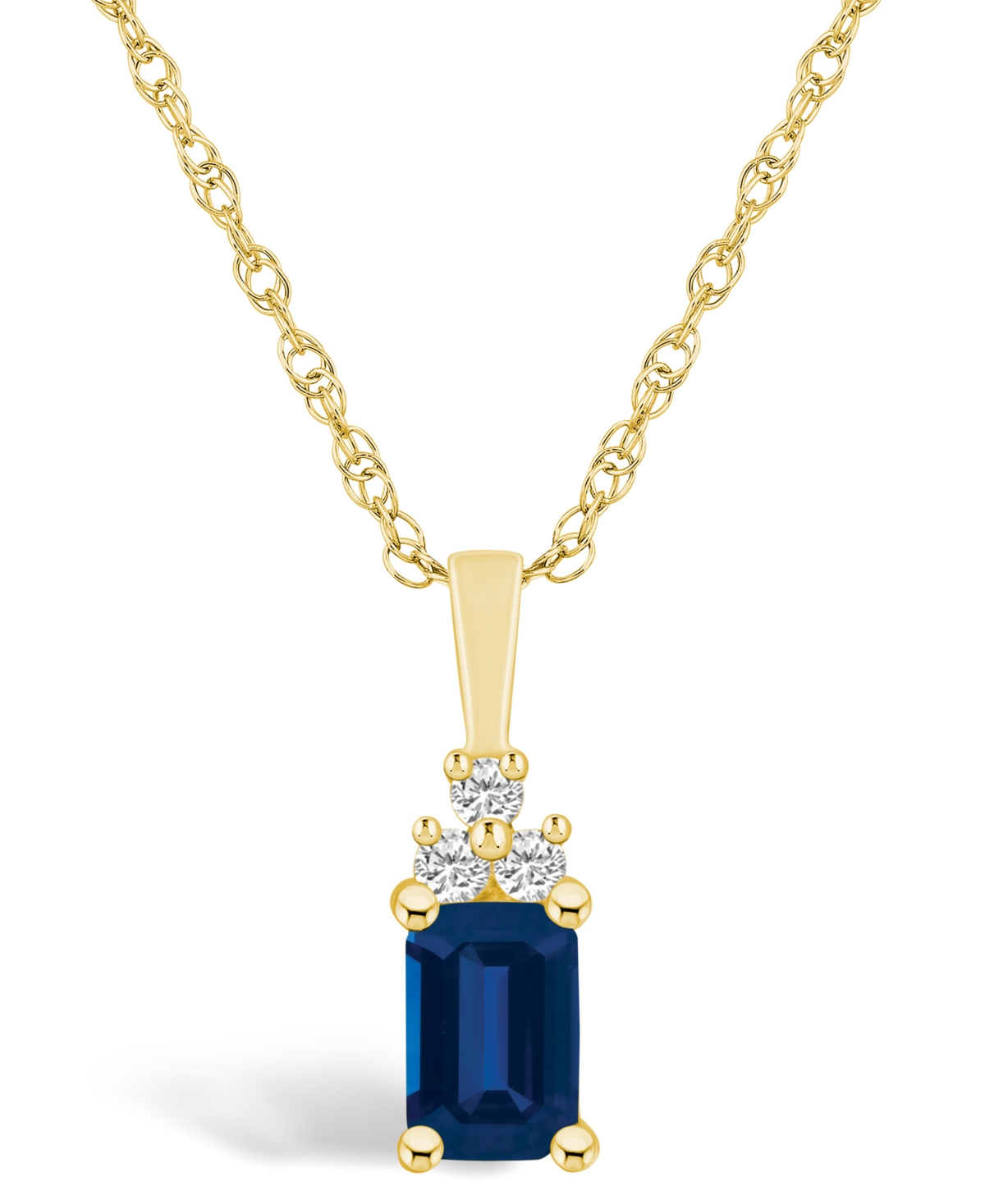 Macy's Sapphire (3/4 Ct. T.w.) And Diamond Accent Pendant Necklace In Gold