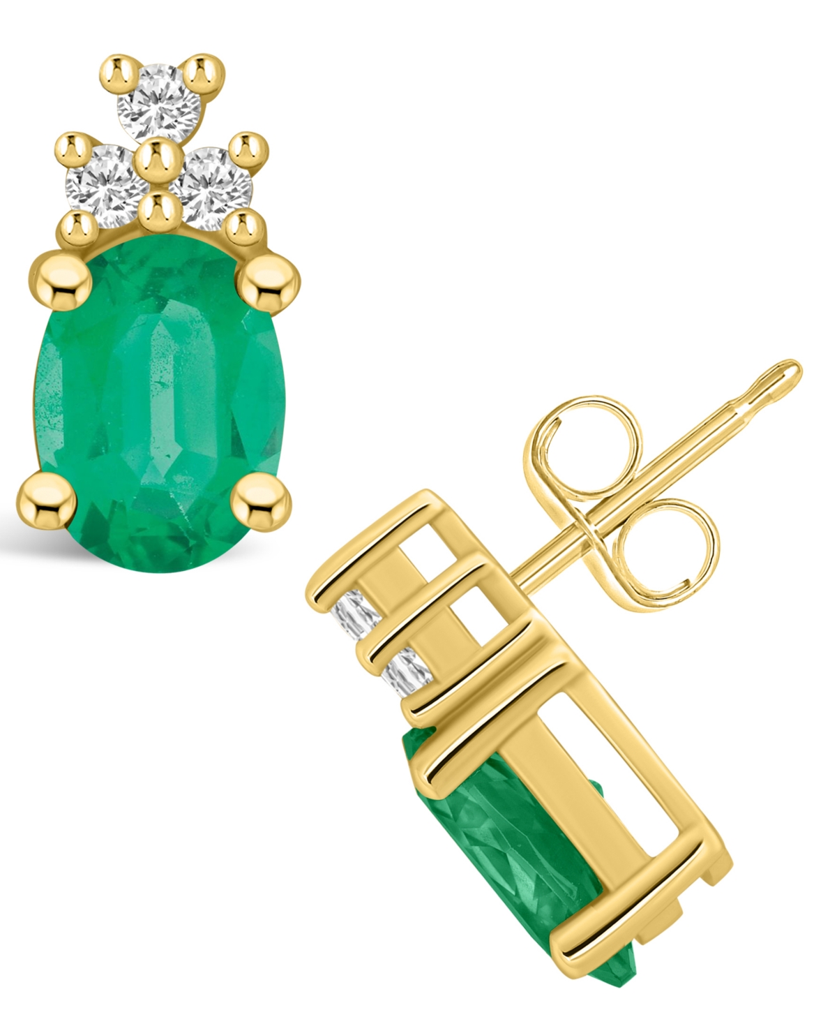 Macy's Emerald (2-3/8 Ct. t.w.) and Diamond (1/5 Ct. t.w.) Stud Earrings