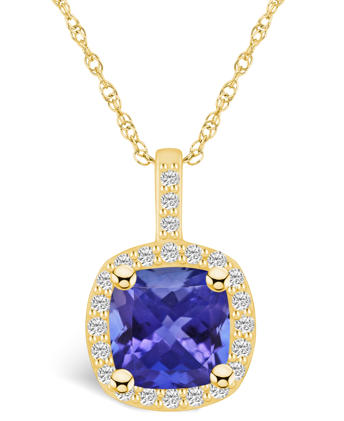 Macy's Tanzanite (2-1/3 Ct. T.w.) And Diamond (1/4 Ct. T.w.) Halo Pendant Necklace In Gold