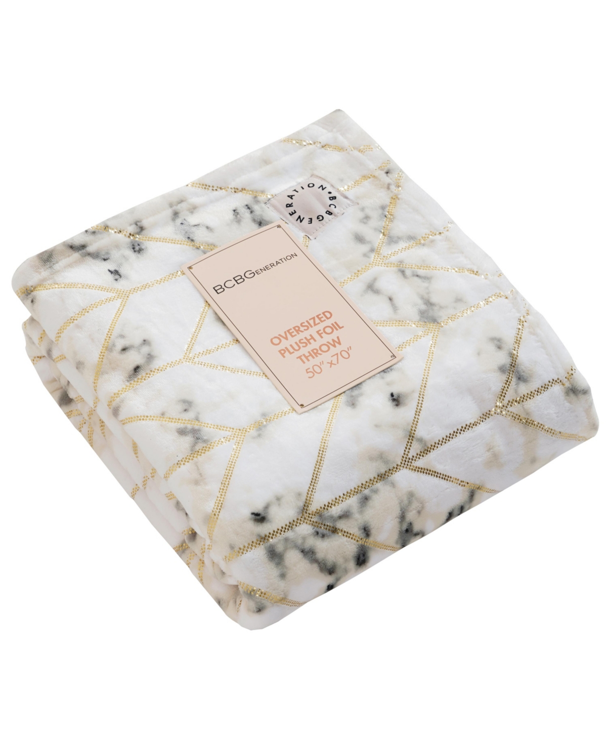 BCBgeneration Marble Foil Printed Plush Throw Blanket, 70