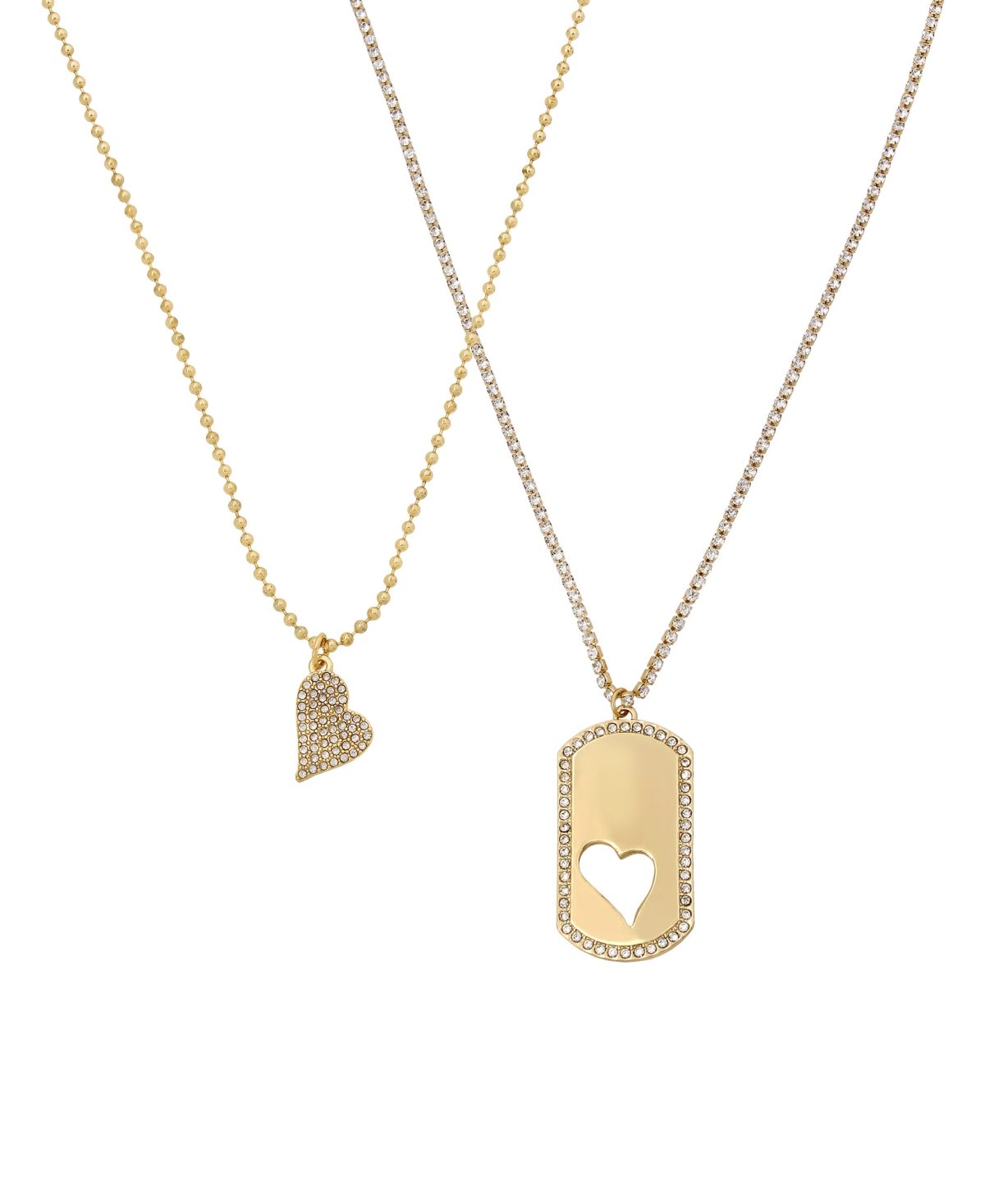 Steve Madden Heart Tag Necklace Set, 2 Pieces - Gold