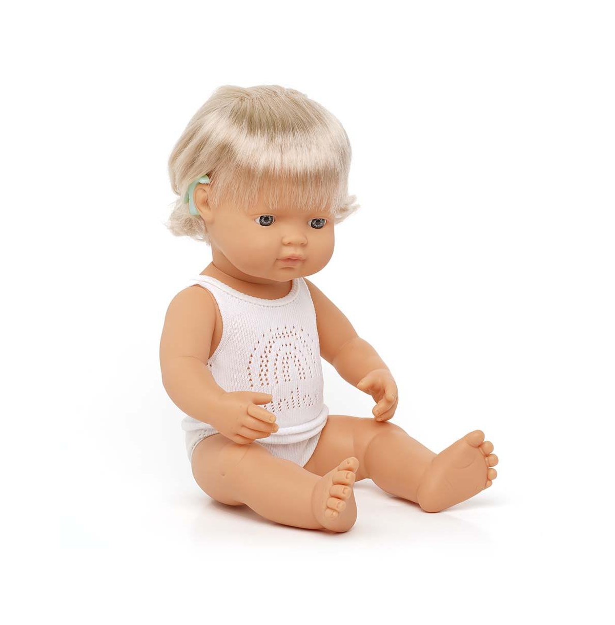 Miniland Kids' Baby Girl 15" Caucasian Doll With Hearing Aid In Multicolor