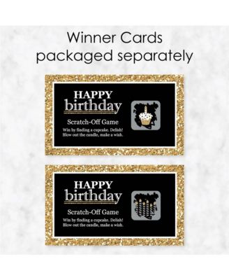 Adult Happy Birthday - Gold - Birthday Party Game Scratch Off Cards - 22 Count