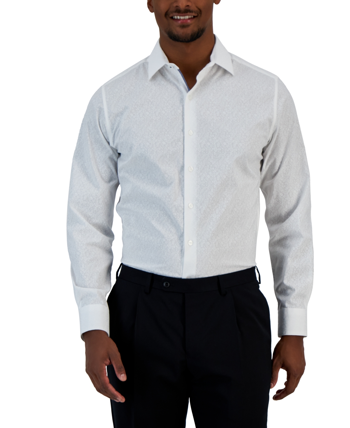 Bar Iii Men's Slim Fit Grid Print Dress Shirt, Created For Macy's In White