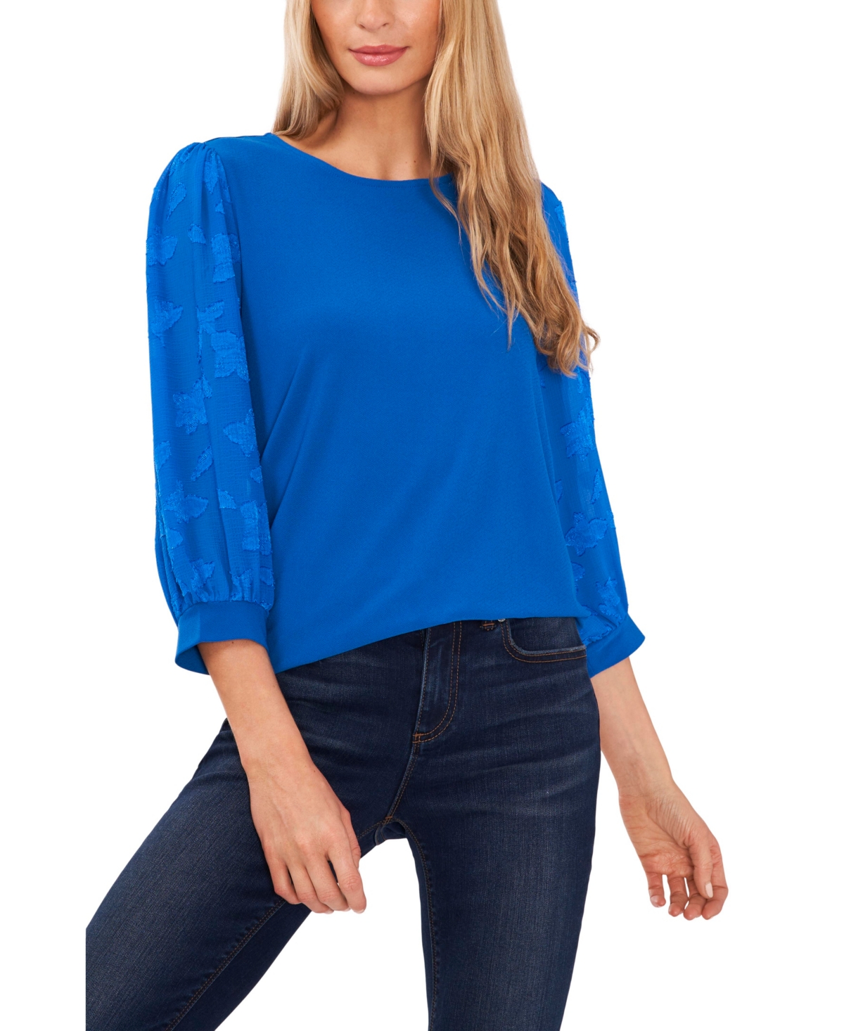 Cece Women's Lacesleeve Knit Blouse In Lapis Blue ModeSens