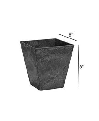 Ella Indoor Outdoor Square Plastic Resin Planter Black 8 Inch