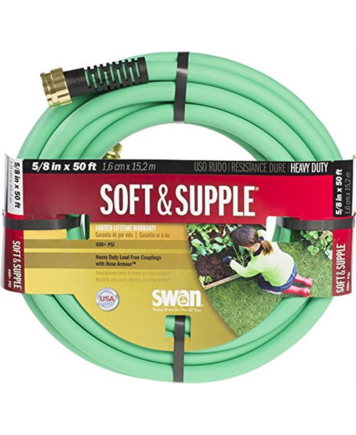 Swan Soft and Supple Easy Coil Water Hose Crush Proof - 50 Ft x .62 - Green