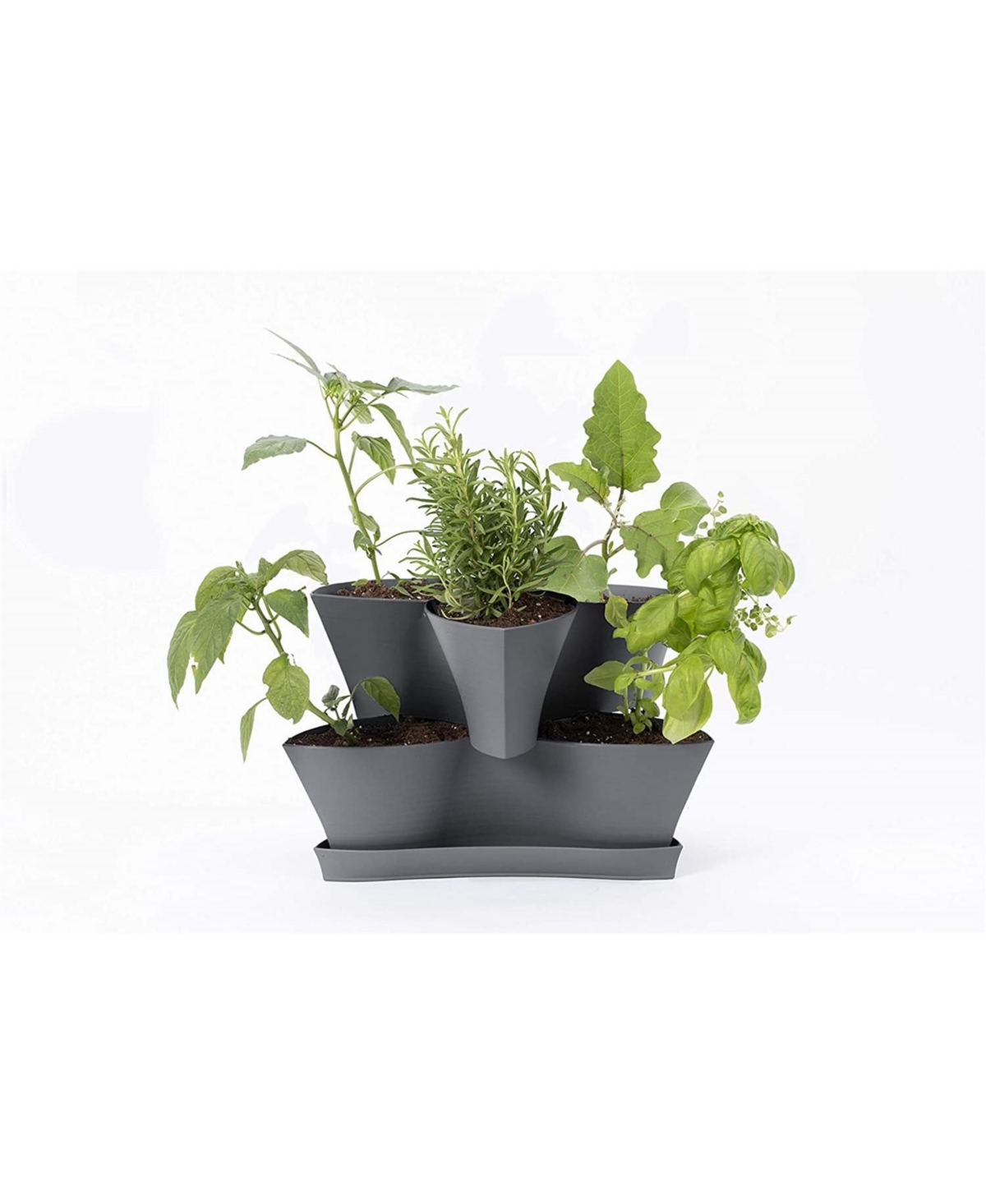 Collins Modular 2-Tier Multi-Level Vertical Herb Planter, Charcoal - Charcoal