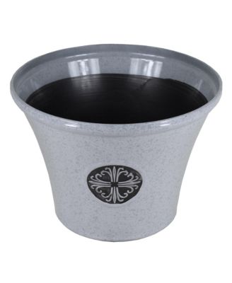 Logo Large Plastic Modern Planter Gray 14.75 Inches
