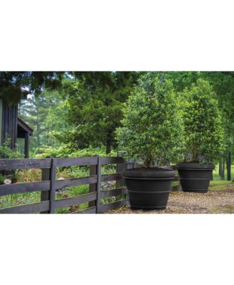 BC2614SC94 Turin Round Outdoor Plastic Planter Black 14 Inches
