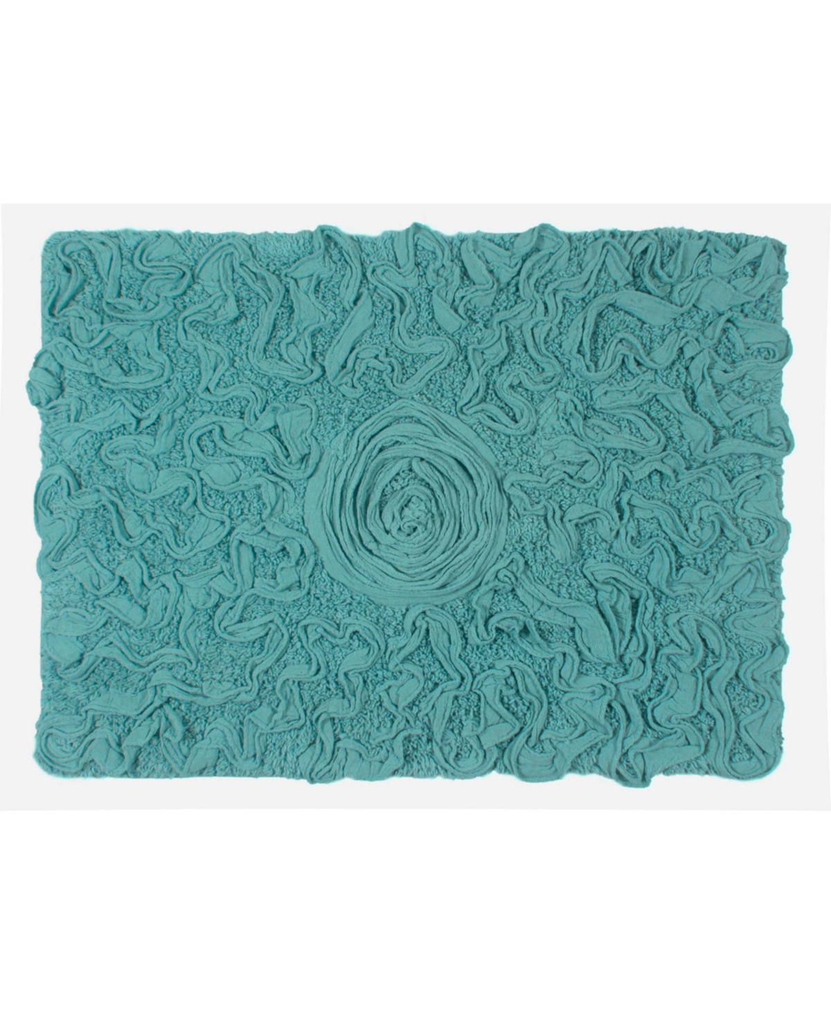 Shop Home Weavers Bell Flower Bath Rug, 17" X 24" In Turquoise
