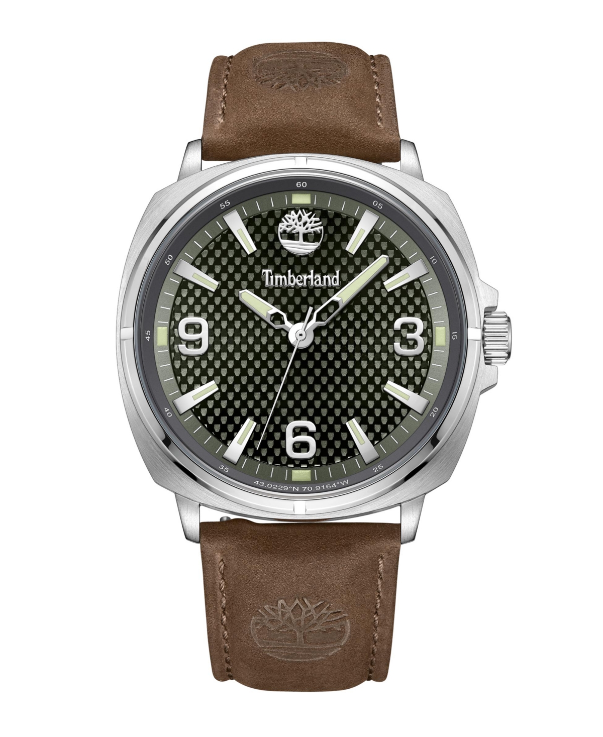 Men's Bailard Brown Genuine Leather Strap Watch, 44mm - Brown