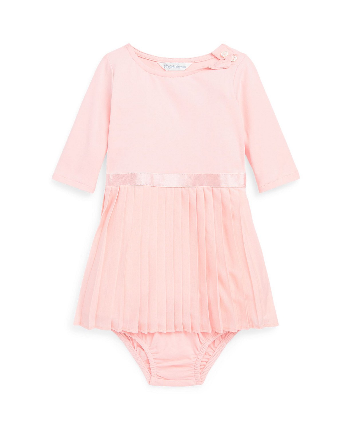 Baby Girls Pleated Stretch Jersey Dress and Bloomer, 2 Piece Set