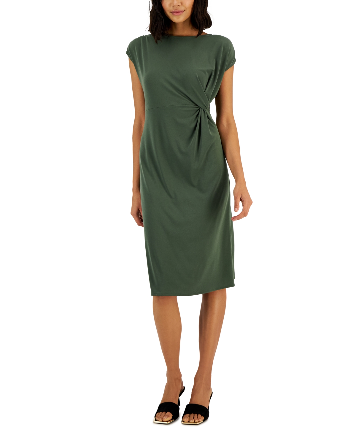 Alfani Women's Twist-front Midi Dress, Created For Macy's In Lush Sage