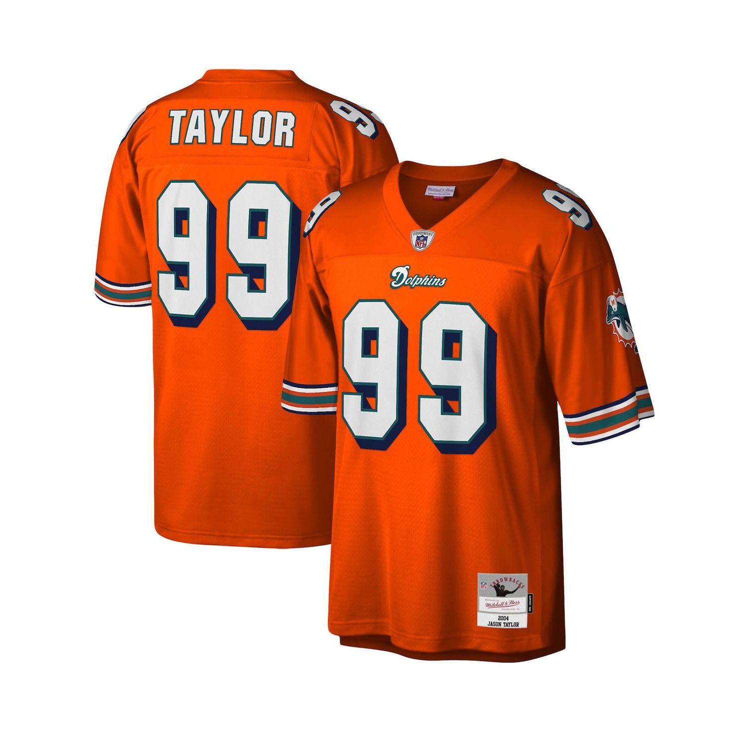 Men's Jason Taylor Orange Miami Dolphins Big and Tall 2004 Retired Player Replica Jersey