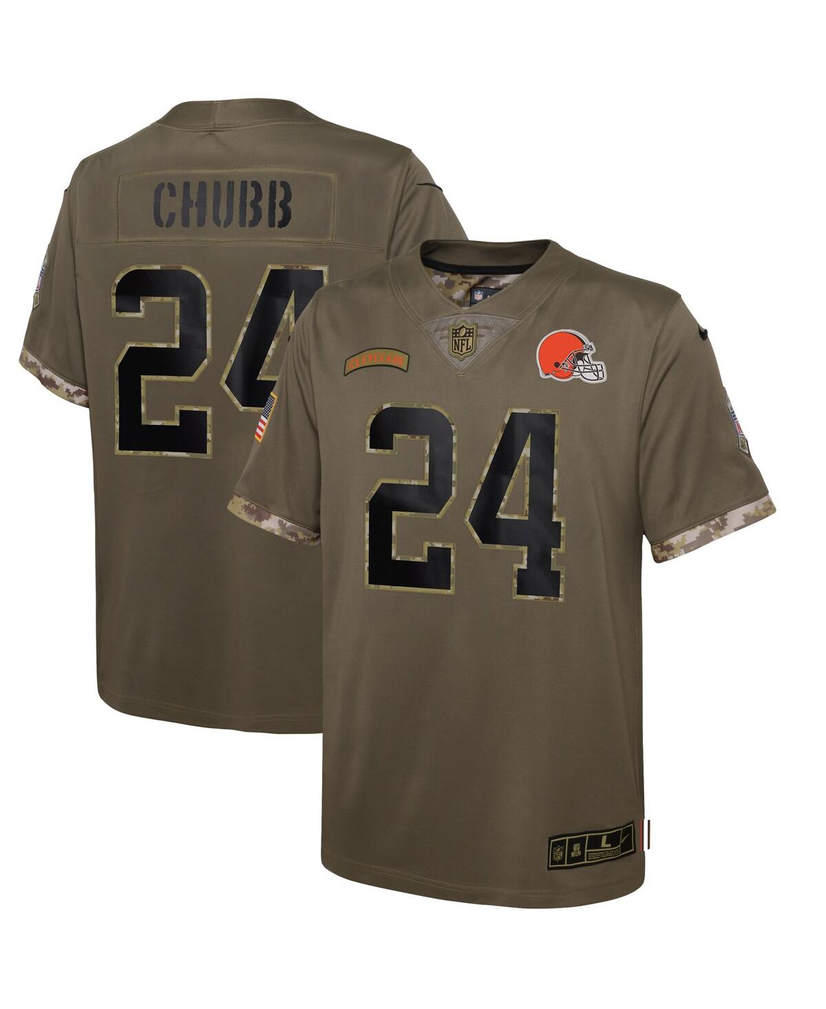 Youth Boys Nike Nick Chubb Olive Cleveland Browns 2022 Salute To Service Player Limited Jersey