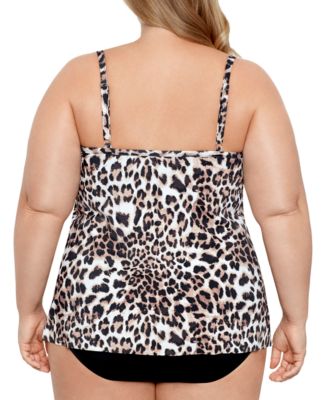 Plus Size Knotted Flyaway Fauxkini One-Piece Swimsuit, Created for Macy's