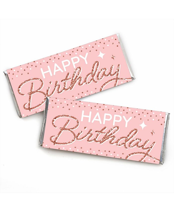 Big Dot of Happiness Pink Rose Gold Birthday - Candy Bar Wrapper Happy ...