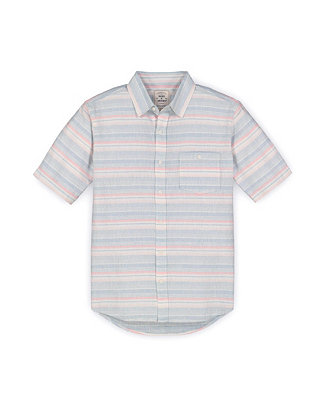 Hope & Henry Men's' Linen Short Sleeve Button Down Shirt - Macy's