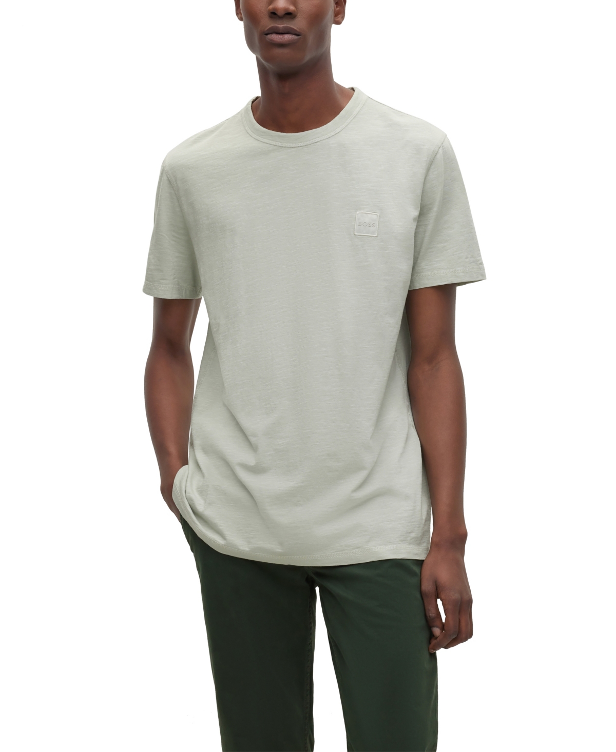 Hugo Boss Cotton-jersey Regular-fit T-shirt With Logo Patch In Light/pastel Gray