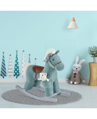Kids Plush Ride-On Rocking Horse Toy Chair w/ Soft Plush Toy