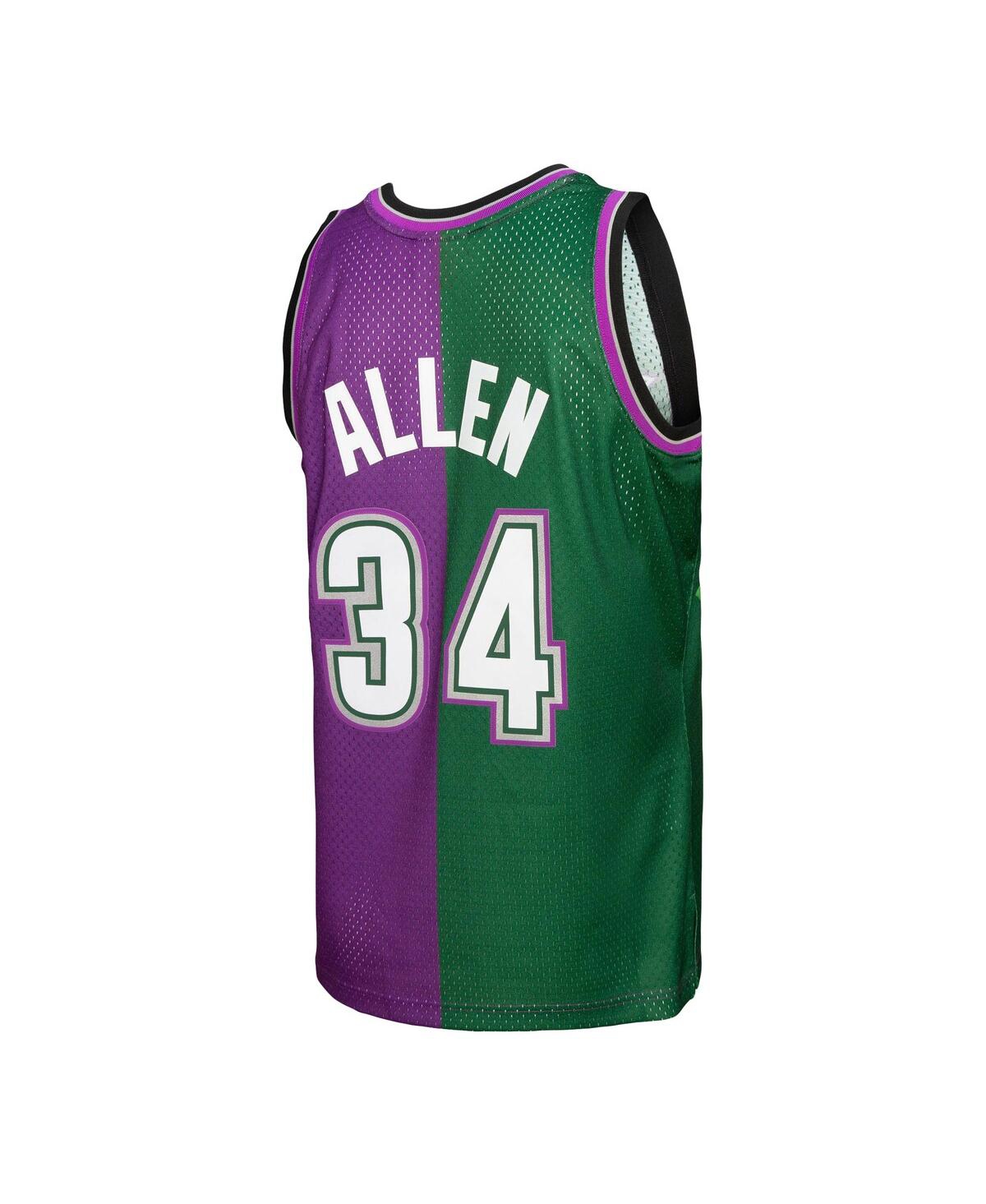 Men's Mitchell & Ness Ray Allen Purple Milwaukee Bucks Hardwood Classics 1996-97 Split Swingman Jersey - Purple