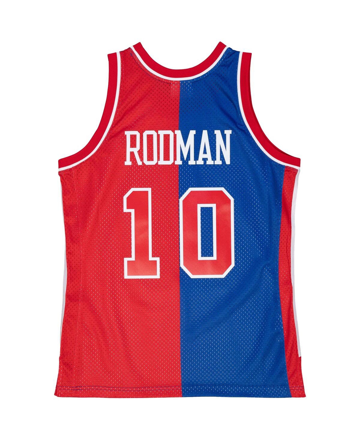 Men's Mitchell & Ness Dennis Rodman Red Detroit Pistons Hardwood Classics 1988-89 Split Swingman Jersey - Red