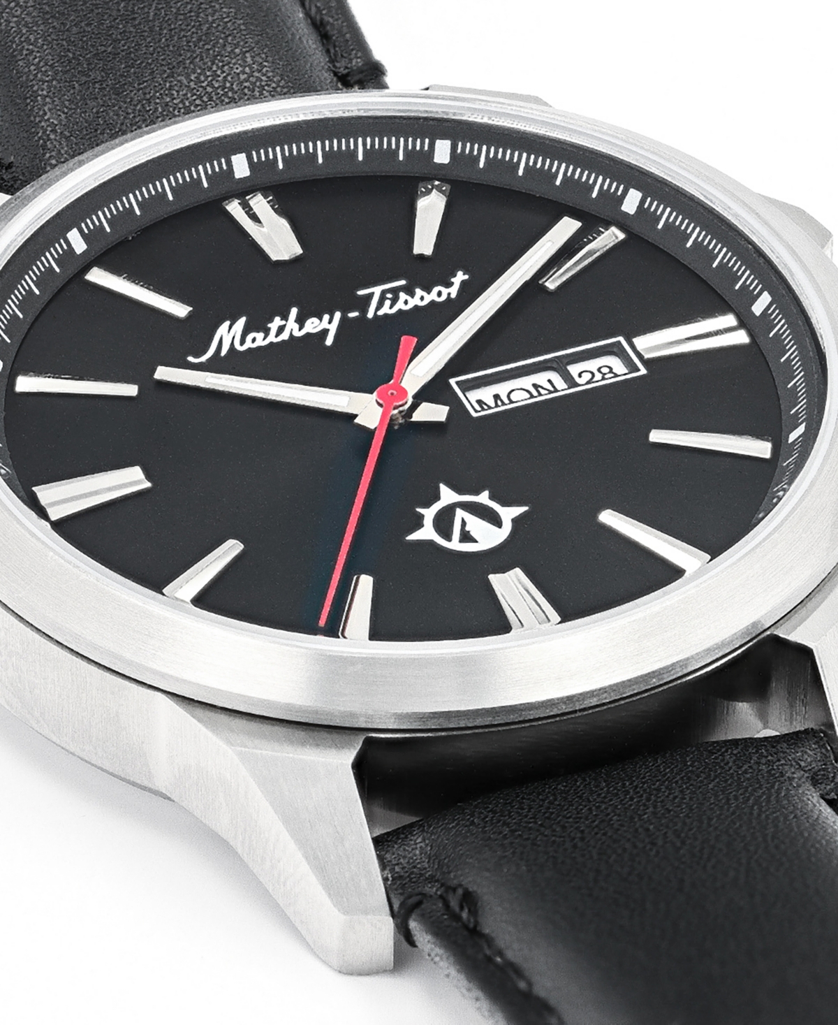 Mathey-Tissot Men's Field Scout Collection ClassicGenuine Leather Strap Watch, 45mm - Black