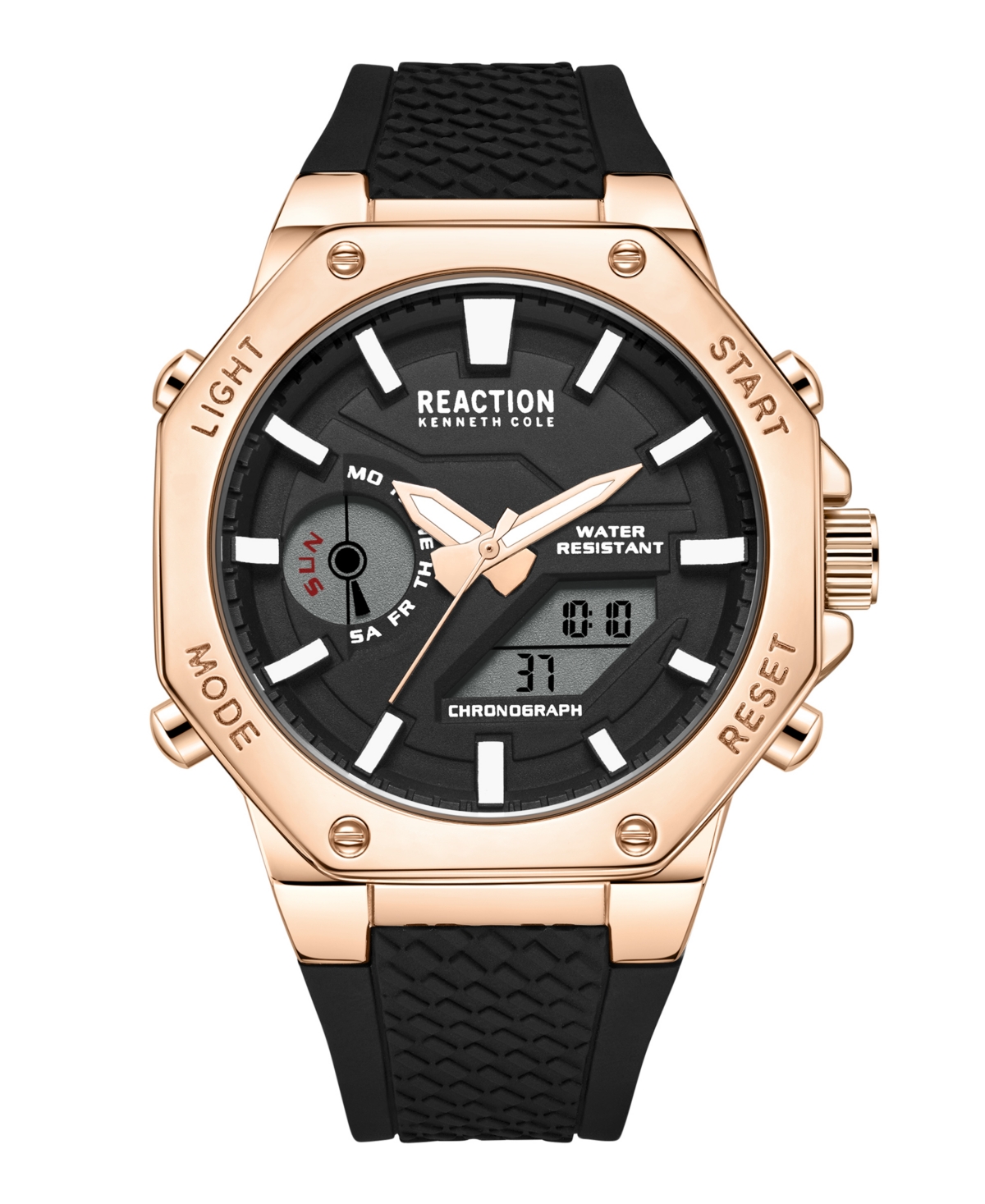 Men's Ana-digi Black Silicon Strap Watch, 46mm - Black