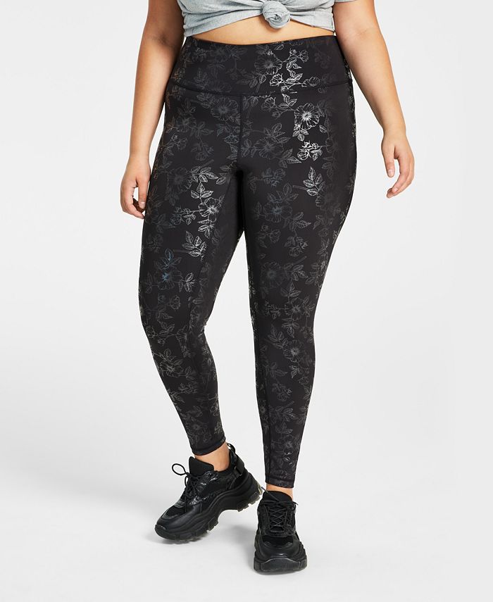 I.N.C. International Concepts Plus Size Floral Compression Leggings,  Created for Macy's - Macy's