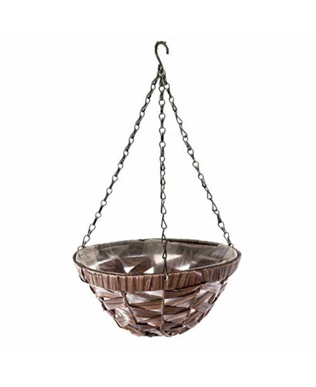 Woven Plastic Wicker Hanging Basket, Coffee Wicker - Brown