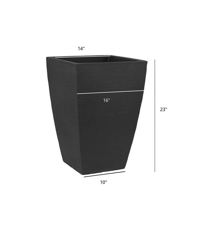 Tusco Products MSQT23BK Modern Planter Tall Square Black, 16in x 23in ...