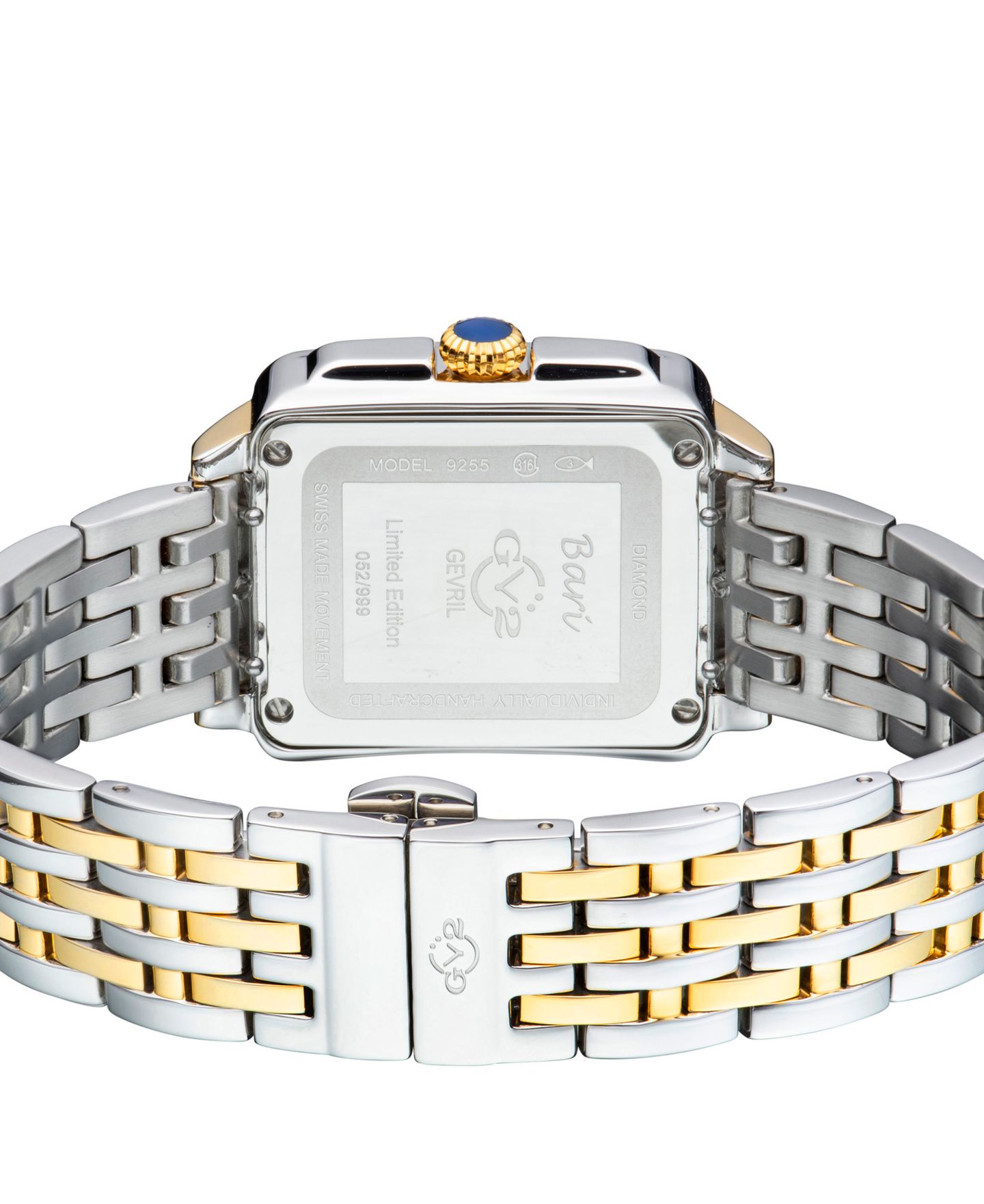Женские часы GV2 by Gevril Bari Tortoise Swiss Quartz Diamond Accents Two-Tone SS Ipyg Stainless Steel Bracelet Watch 34mm x 30mm — фото 3