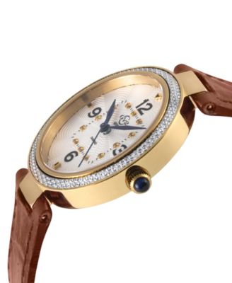Women's Piemonte Swiss Quartz Diamond Accents Light Brown Italian Leather Strap Watch 36mm