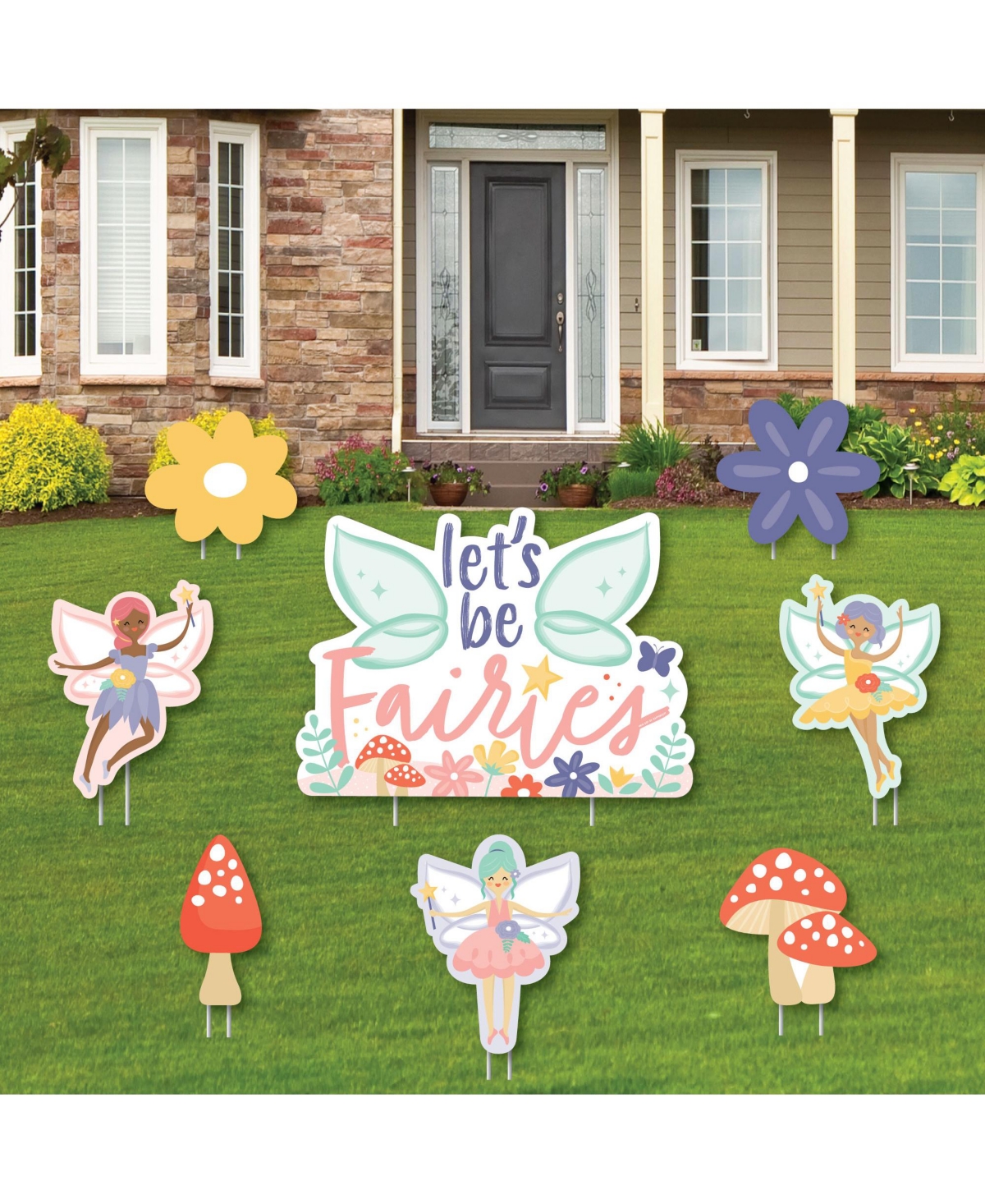 Lets Be Fairies Outdoor Lawn Decor Fairy Garden Birthday Party Yard Signs 8 Ct