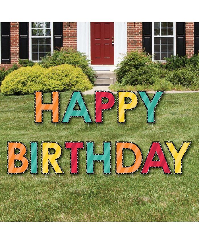 Big Dot of Happiness Colorful Happy Birthday - Yard Sign Outdoor Lawn ...