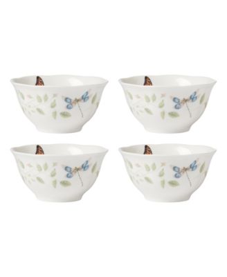 Butterfly Meadow Floral 4 Piece Rice Bowl Set, Service for 4
