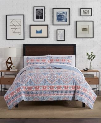 Shop Lucky Brand Carmine Medallion 3 Piece Quilt Set Collection In Blue Multi