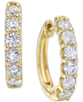 Macy's - Diamond Small Hoop Earrings (1 ct. t.w.)