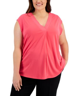 Calvin Klein - Plus Size Drape-Front Top