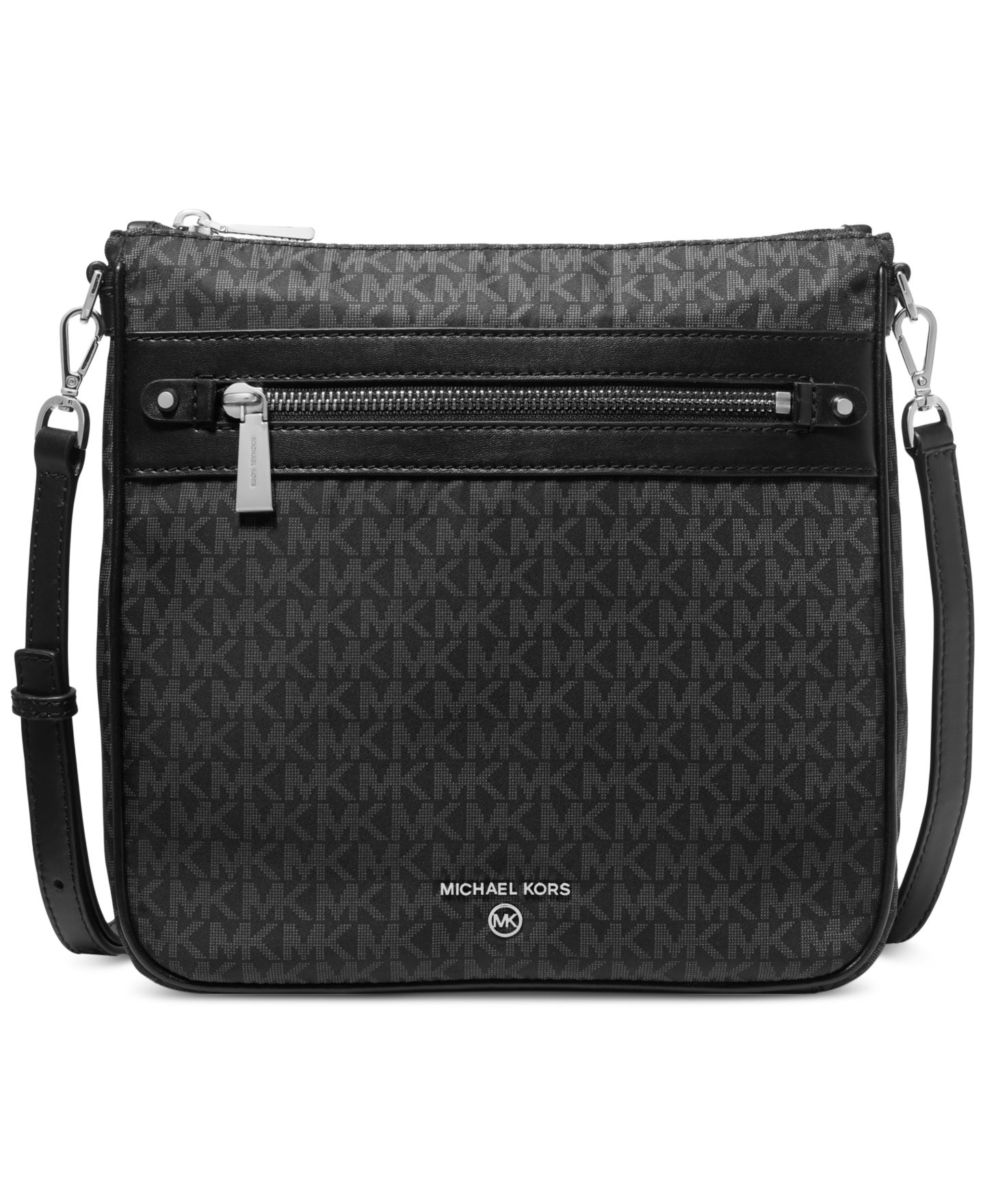 Женская сумка Michael Kors Logo Jet Set Charm Large North South Nylon Crossbody, цвет: Чёрный / Серебряный — фото 1