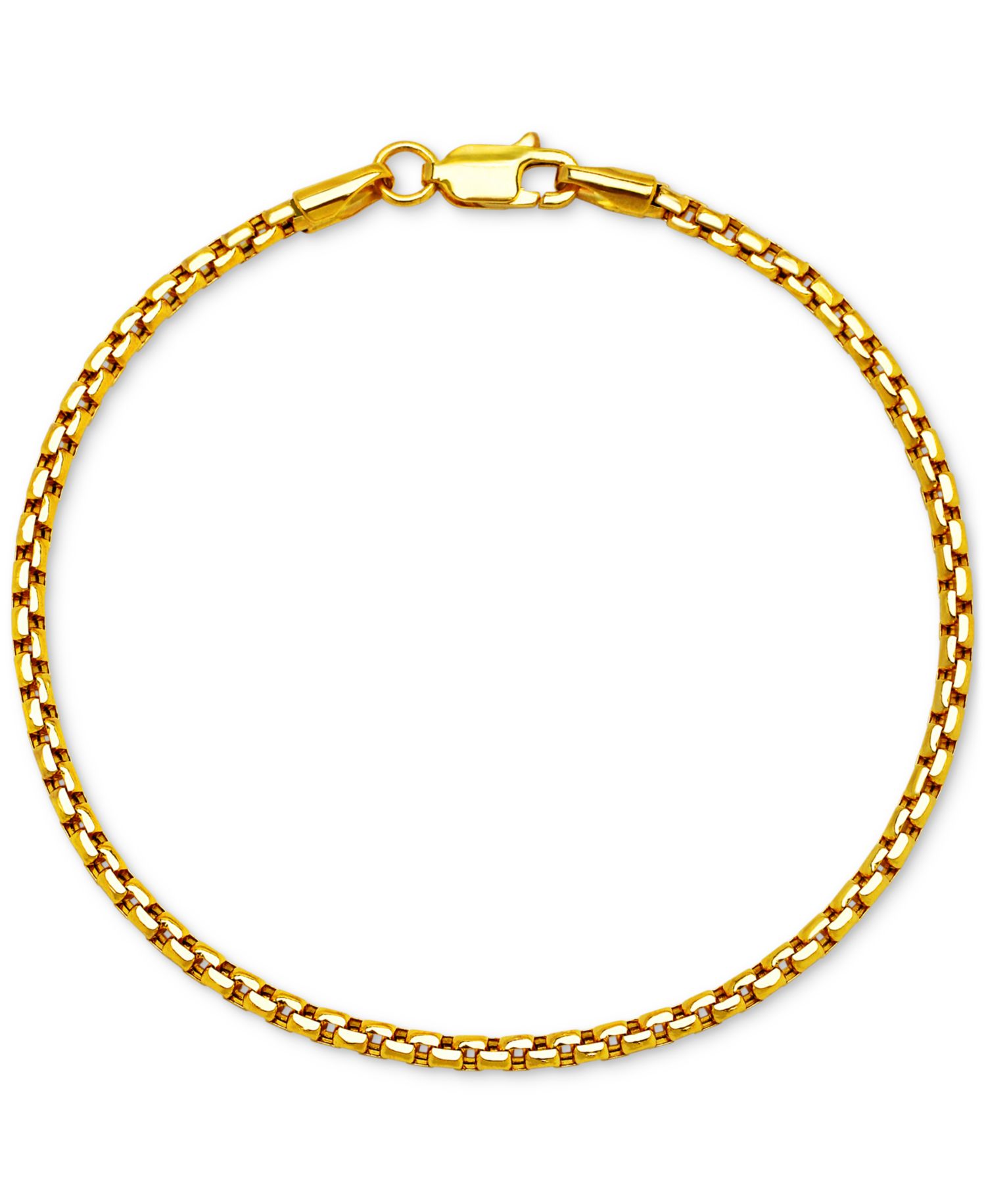 Rounded Box Link Chain Bracelets in 14k Gold