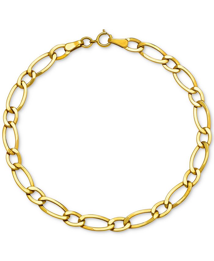 Macy's Figaro Polished Link Chain Bracelet in 10k Gold Macy's