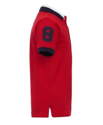 Toddler and Little Boys Striped Collar Embroidered Matt Polo