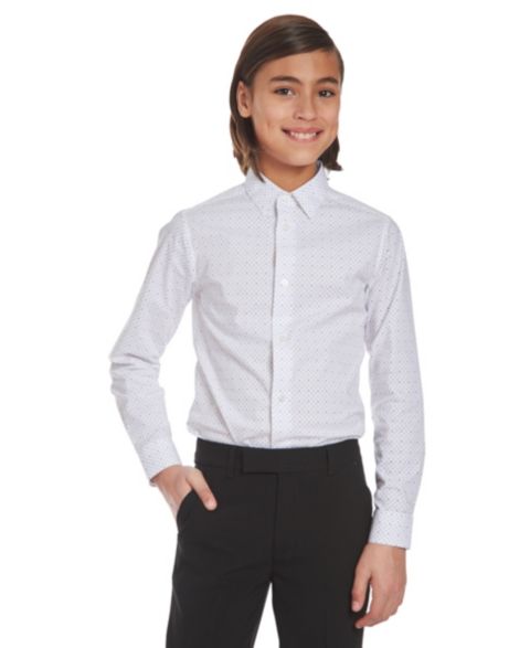 Рубашка Calvin Klein Slim-Fit Stretch Logo Dot-Print Dress Shirt для мальчиков