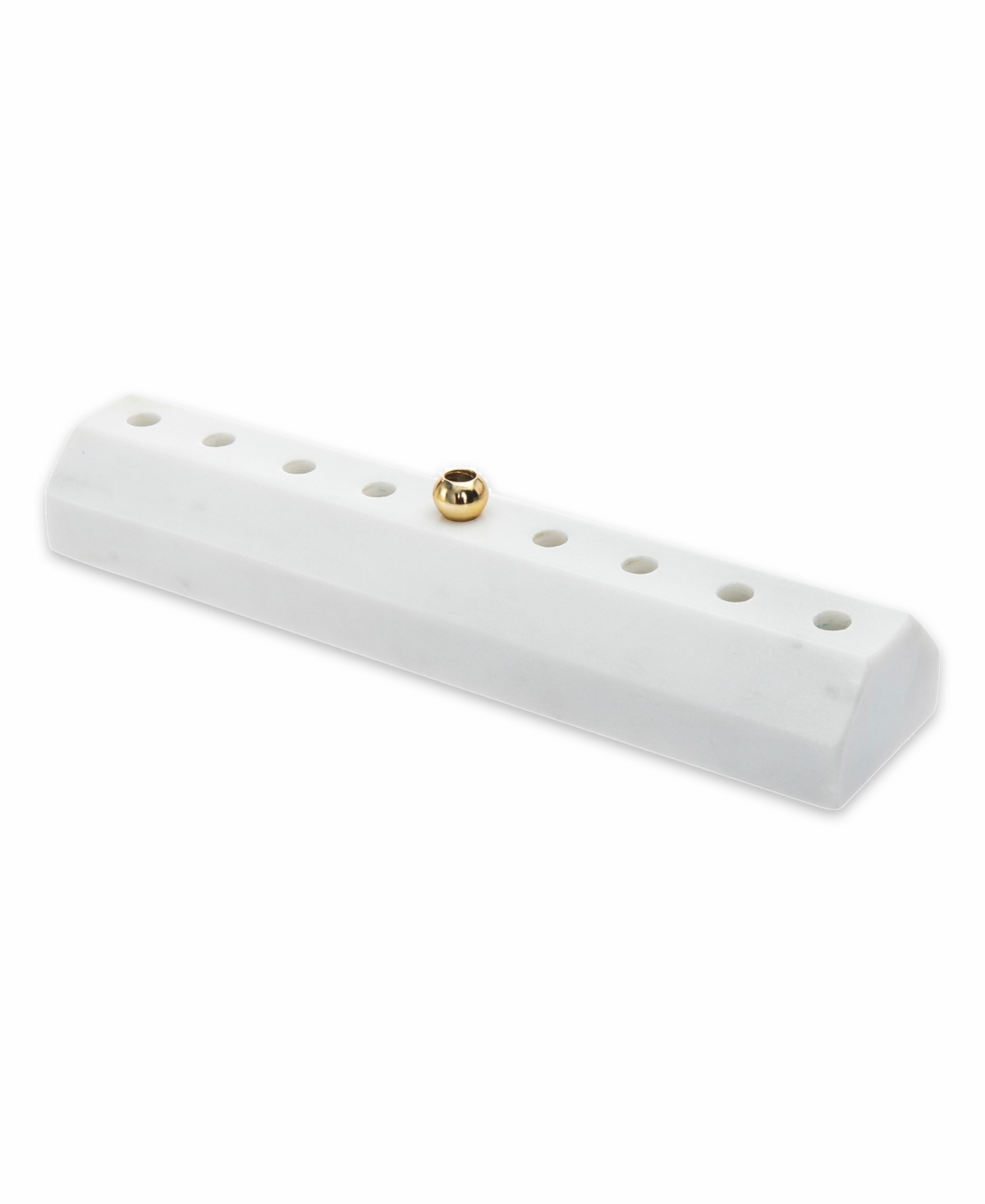 Contemporary Marble Menorah with Brass Cups - White